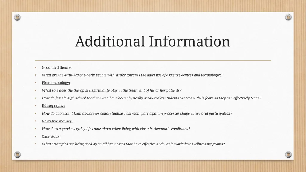 Developing Qualitative Research Questions What - slide 26 of 26
