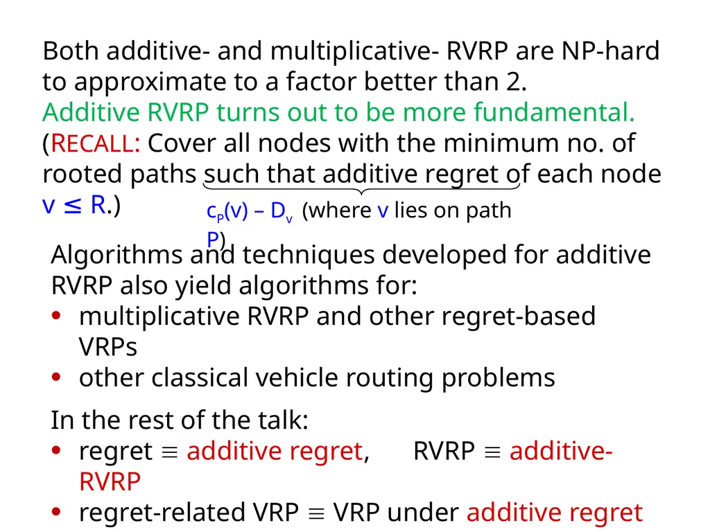 Approximation Algorithms for Regret-Bounded - slide 6 of 23