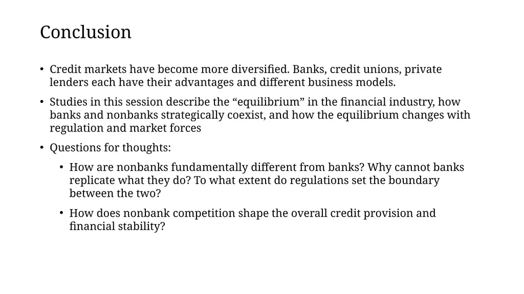Credit Provision by Banks and Nonbanks Discussant: - slide 19 of 19