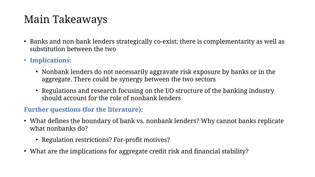 Credit Provision by Banks and Nonbanks Discussant: - slide 6 of 19