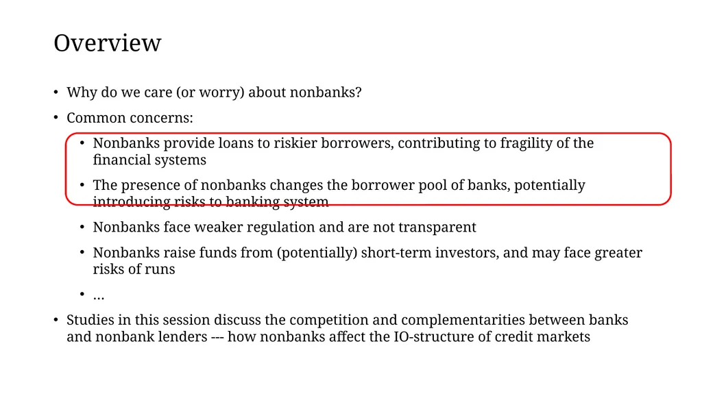 Credit Provision by Banks and Nonbanks Discussant: - slide 4 of 19