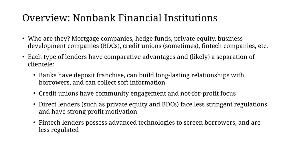 Credit Provision by Banks and Nonbanks Discussant: - slide 3 of 19