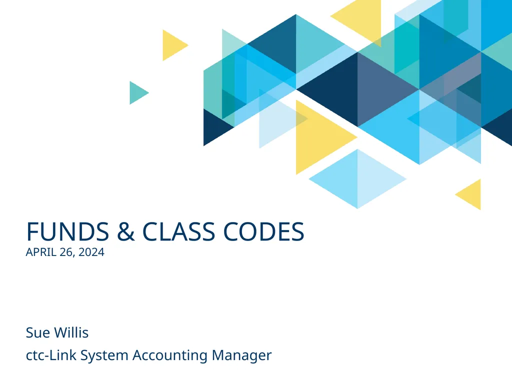Funds & class codes April 26, 2024 Sue Willis - slide 1 of 24