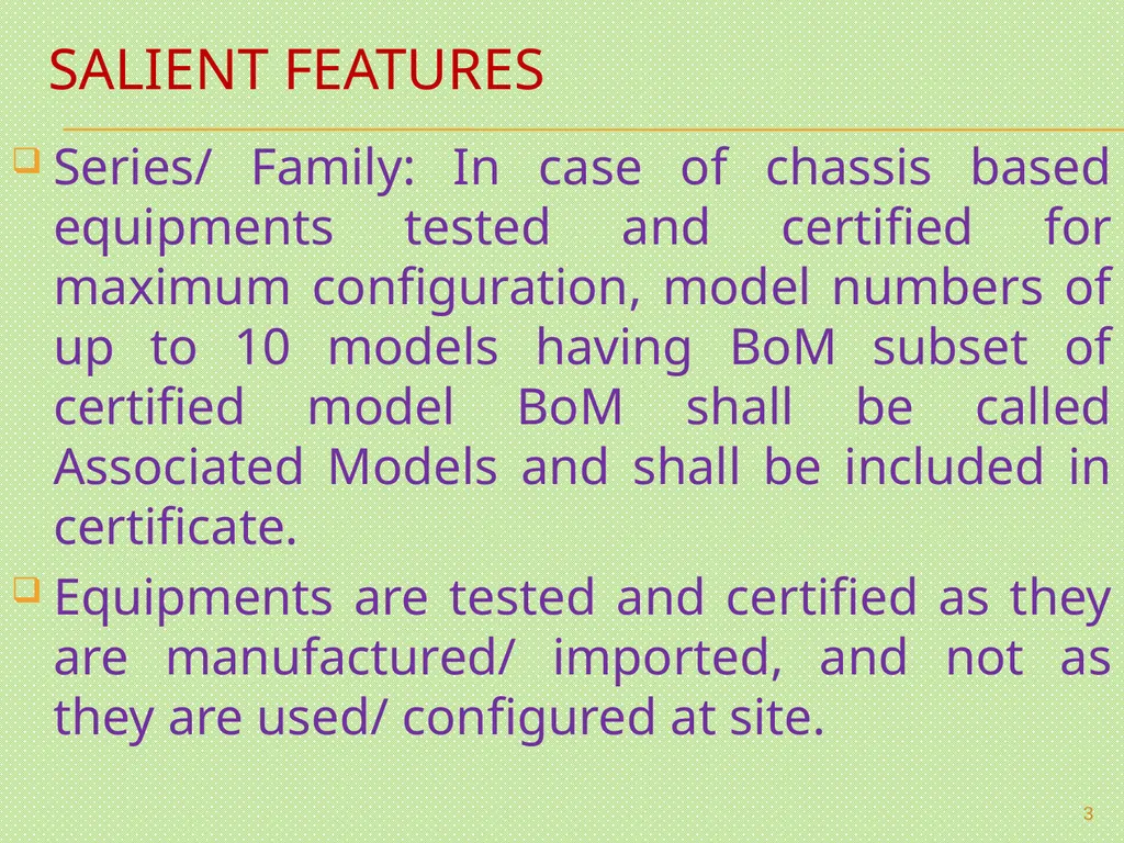 MANDATORY TESTING & CERTIFICATION OF TELECOM - slide 3 of 22