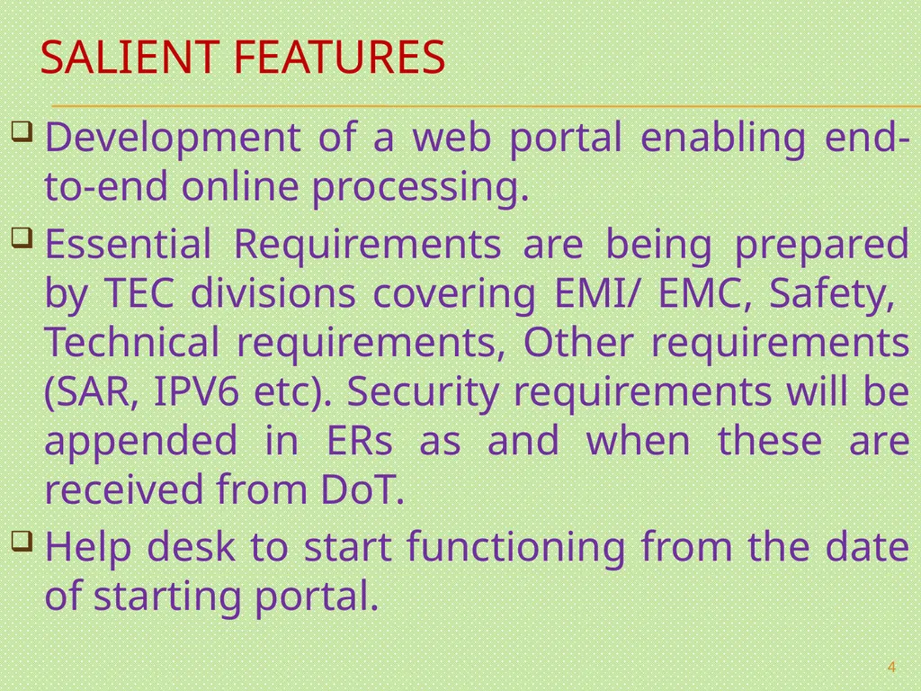 MANDATORY TESTING & CERTIFICATION OF TELECOM - slide 4 of 22