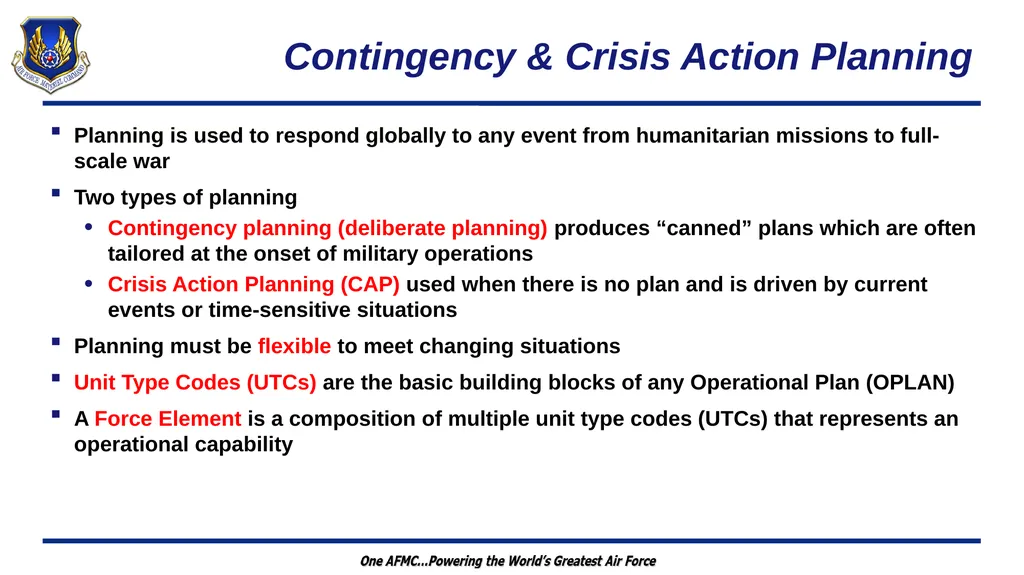 Wartime Planning and Contingency Operations (FM - slide 5 of 27
