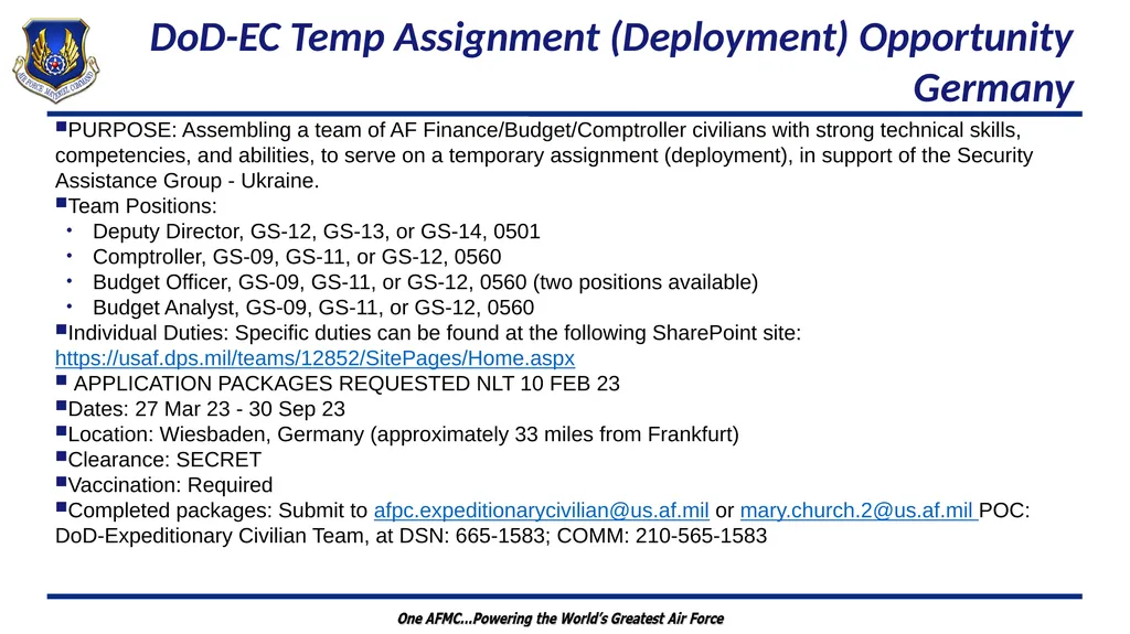 Wartime Planning and Contingency Operations (FM - slide 25 of 27