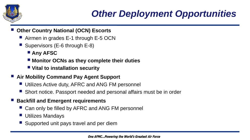 Wartime Planning and Contingency Operations (FM - slide 21 of 27