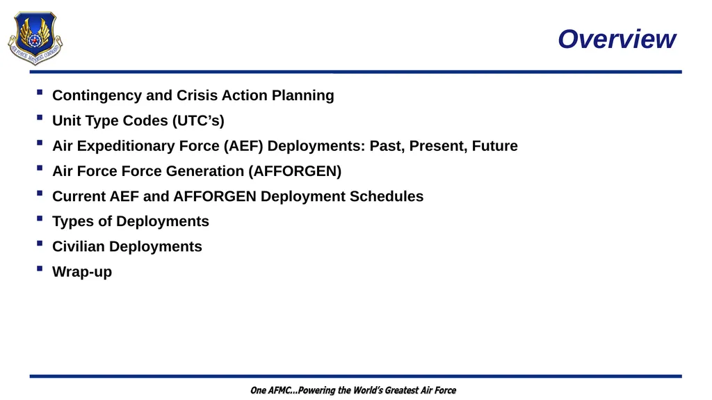 Wartime Planning and Contingency Operations (FM - slide 4 of 27