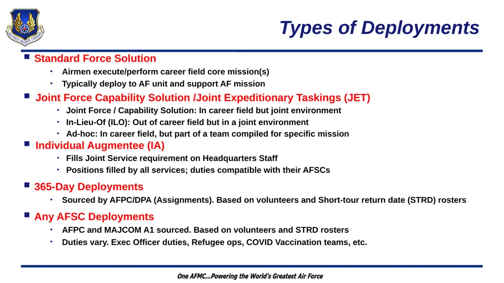 Wartime Planning and Contingency Operations (FM - slide 20 of 27