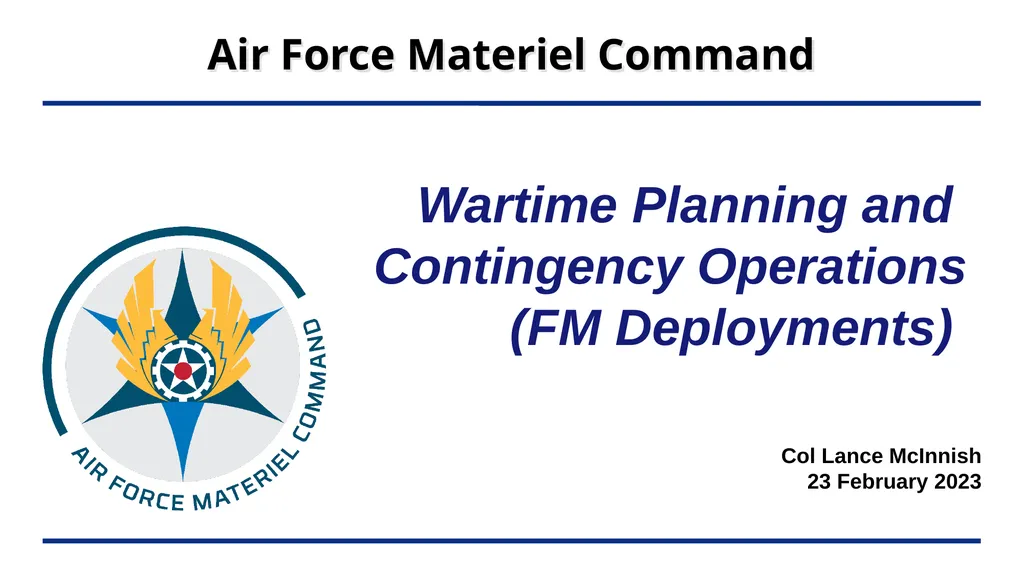 Wartime Planning and Contingency Operations (FM - slide 1 of 27