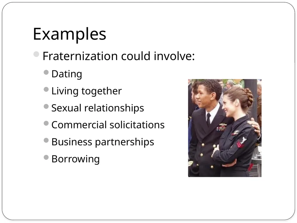 Fraternization Learning Topics Know its definition - slide 7 of 15