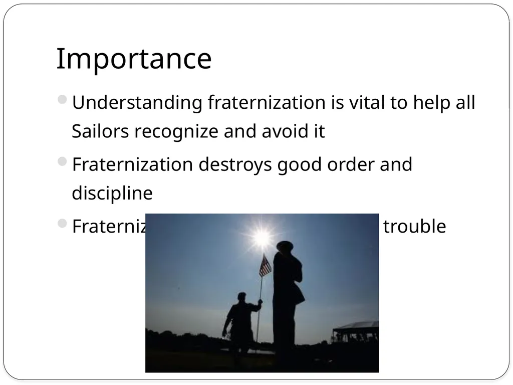 Fraternization Learning Topics Know its definition - slide 4 of 15