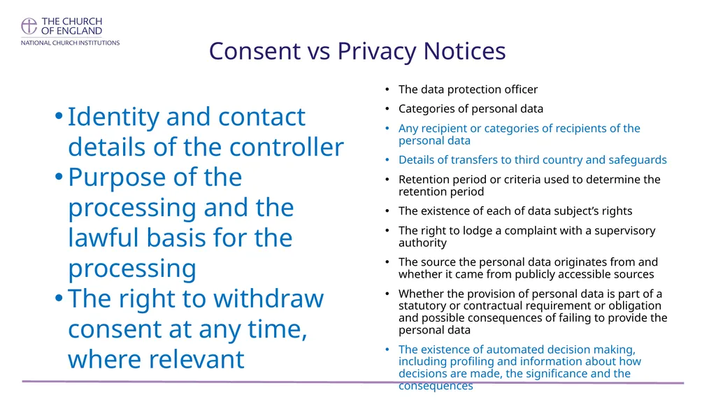 GDPR and Consent (includes slides 21- 22 that are - slide 10 of 22