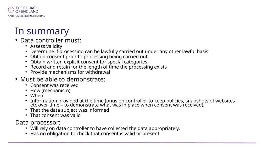 GDPR and Consent (includes slides 21- 22 that are - slide 19 of 22