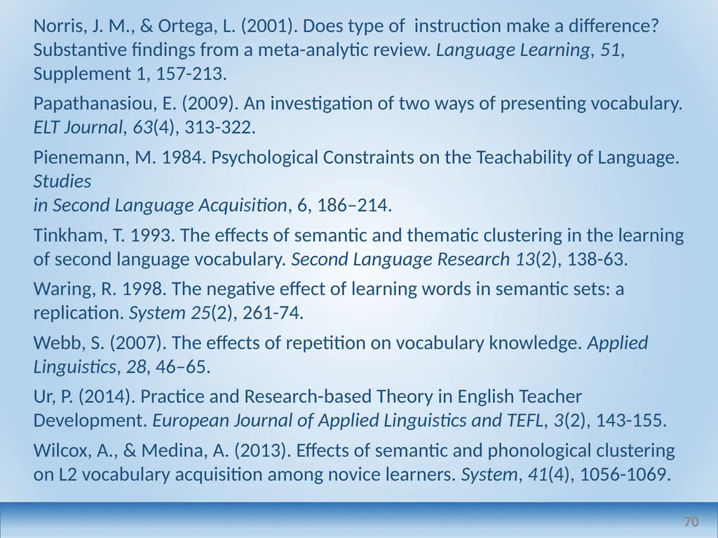 Applied linguistics research: a teacher's - slide 70 of 71