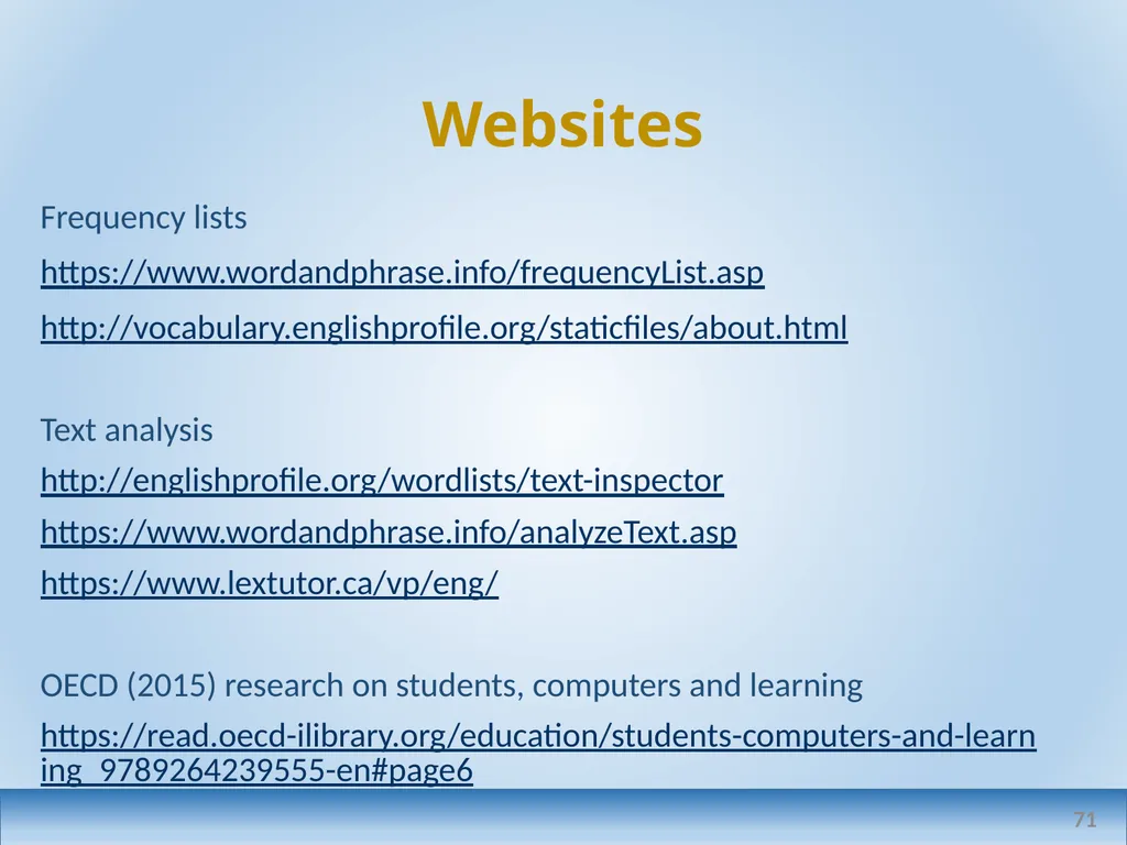 Applied linguistics research: a teacher's - slide 71 of 71