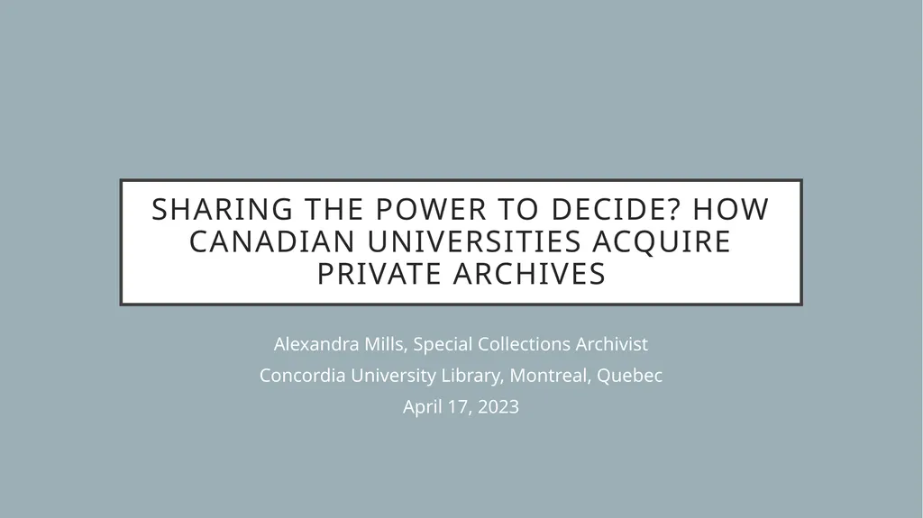 Sharing the power to decide? How Canadian - slide 1 of 27