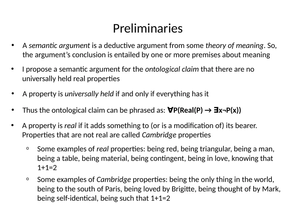 A semantic argument against the existence of - slide 2 of 13