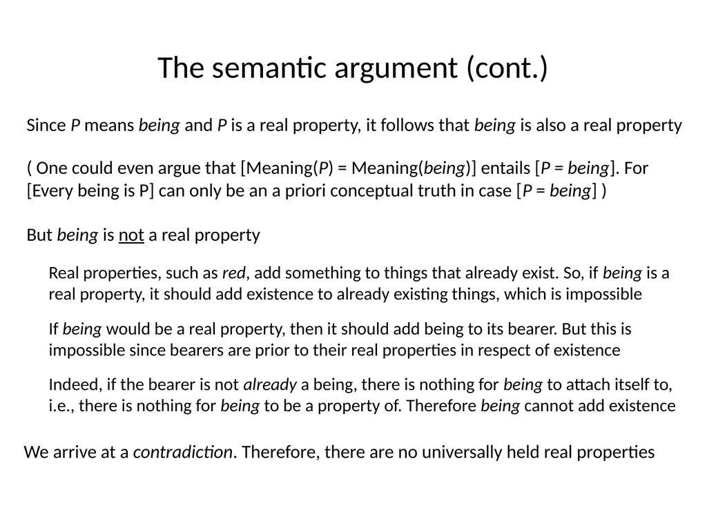 A semantic argument against the existence of - slide 10 of 13