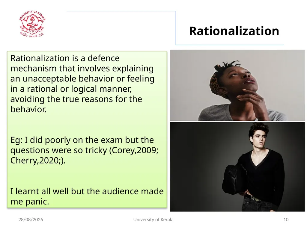 ADJUSTMENT AND DEFENCE MECHANISMS IN PSYCHOLOGY - slide 10 of 18