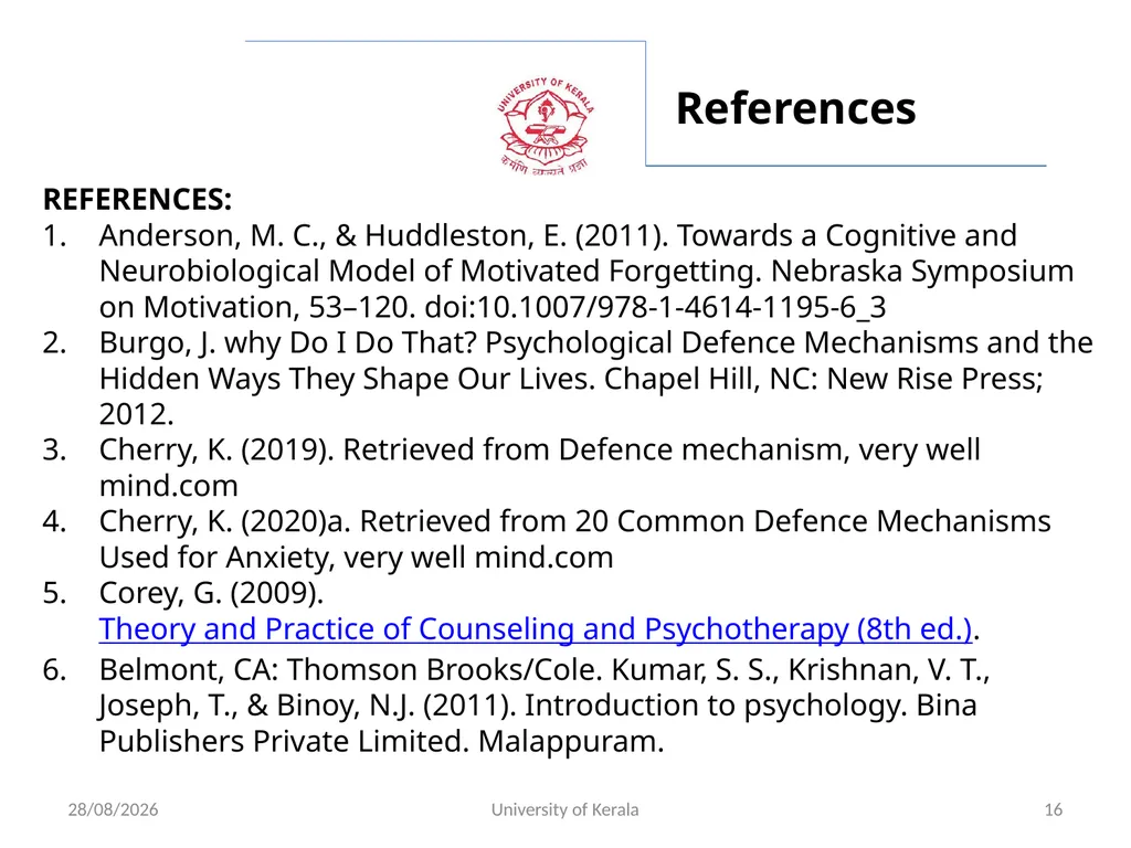 ADJUSTMENT AND DEFENCE MECHANISMS IN PSYCHOLOGY - slide 16 of 18