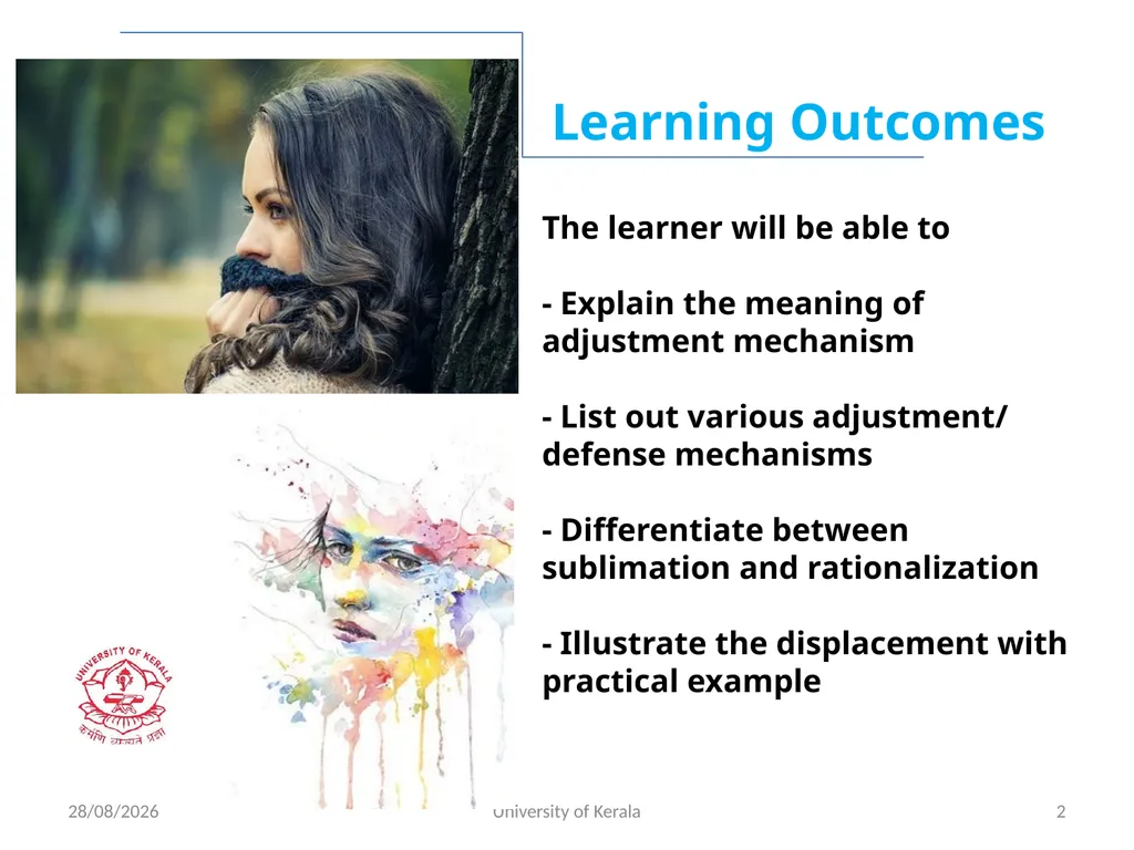 ADJUSTMENT AND DEFENCE MECHANISMS IN PSYCHOLOGY - slide 2 of 18