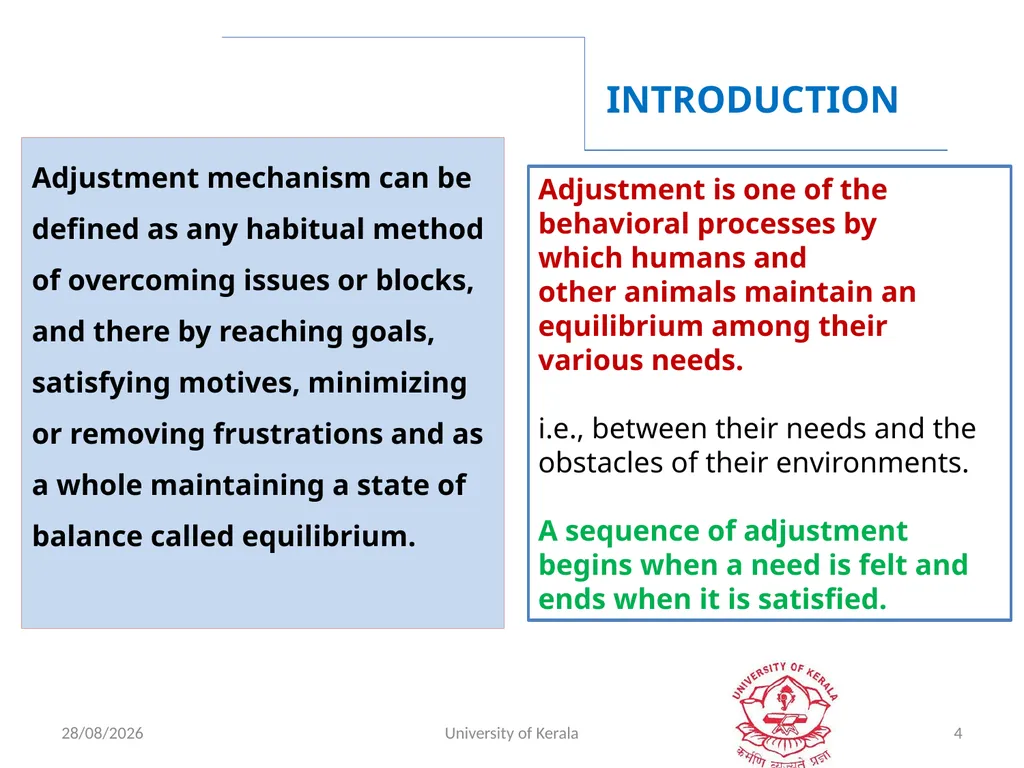 ADJUSTMENT AND DEFENCE MECHANISMS IN PSYCHOLOGY - slide 4 of 18