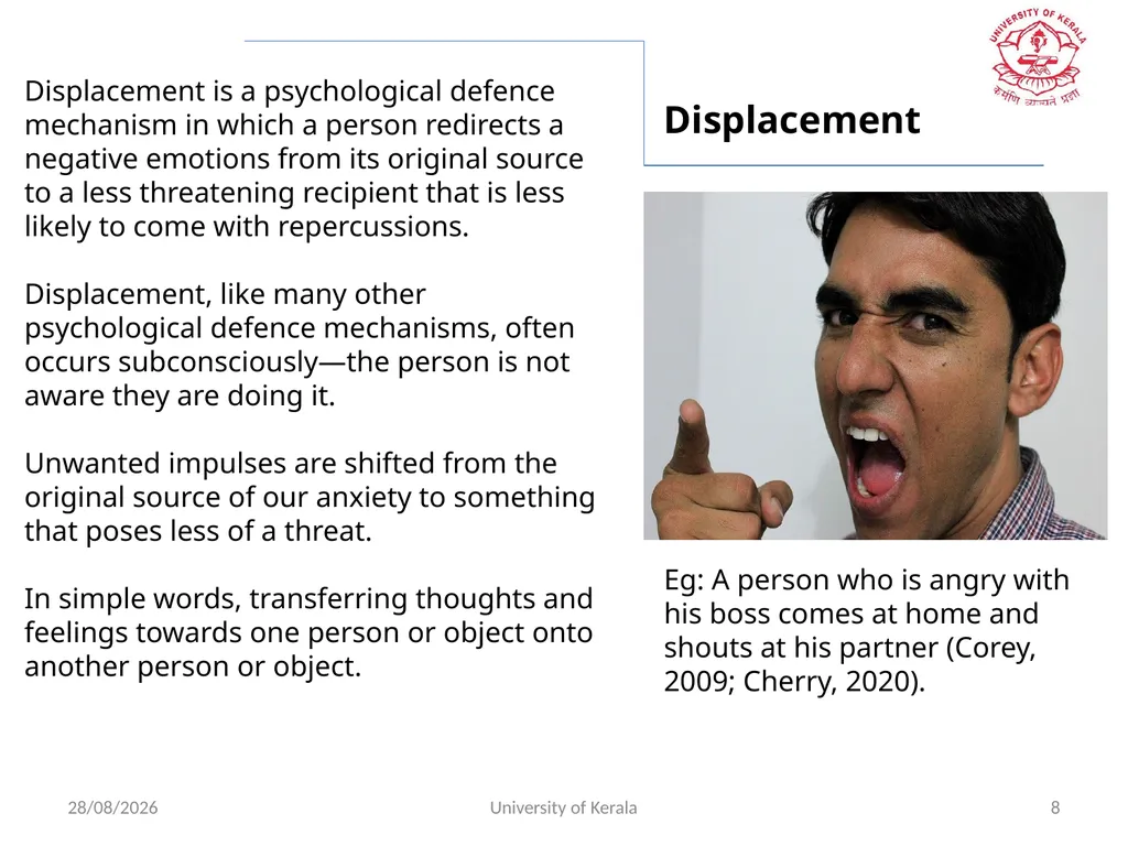 ADJUSTMENT AND DEFENCE MECHANISMS IN PSYCHOLOGY - slide 8 of 18
