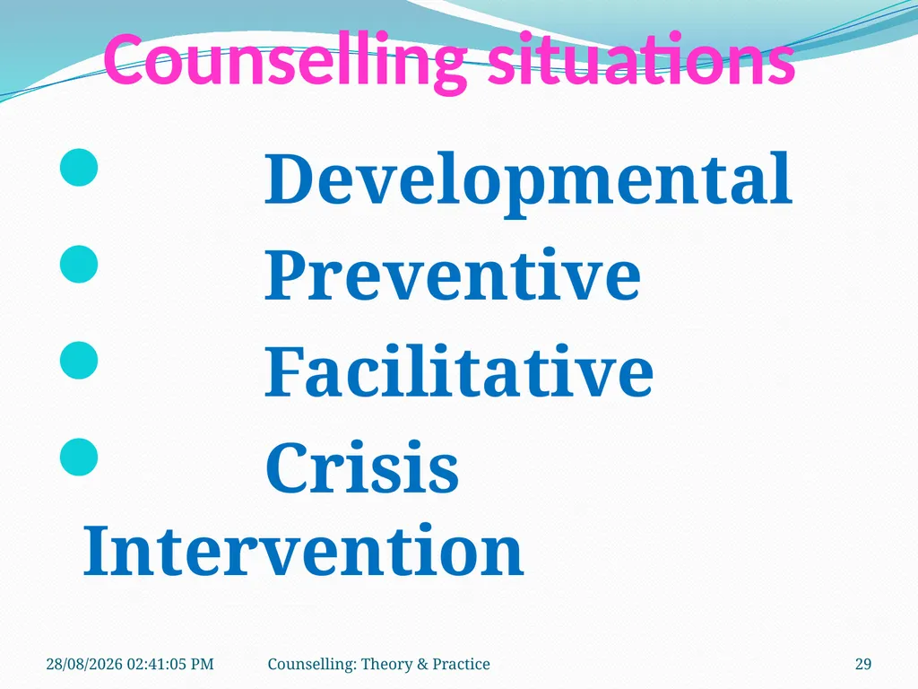 FCW-4 Counselling: Theory and Practice (Unit 1) - slide 29 of 32