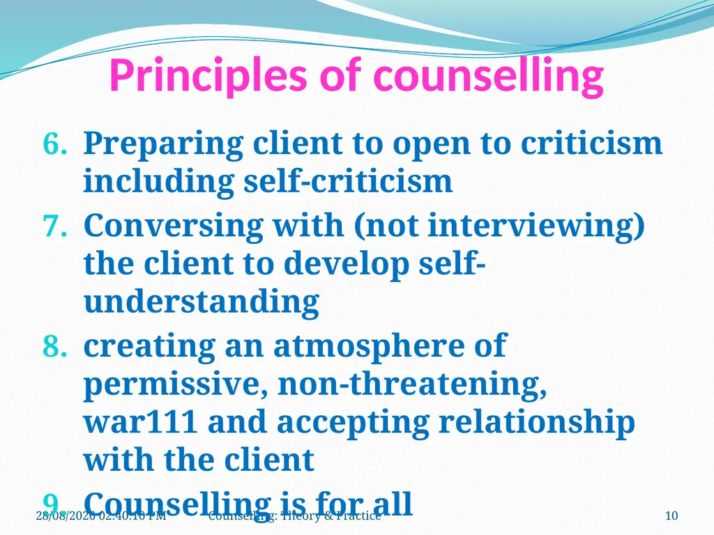 FCW-4 Counselling: Theory and Practice (Unit 1) - slide 10 of 32