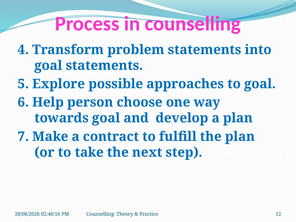 FCW-4 Counselling: Theory and Practice (Unit 1) - slide 12 of 32