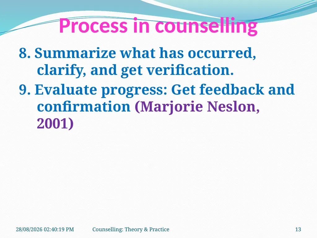 FCW-4 Counselling: Theory and Practice (Unit 1) - slide 13 of 32