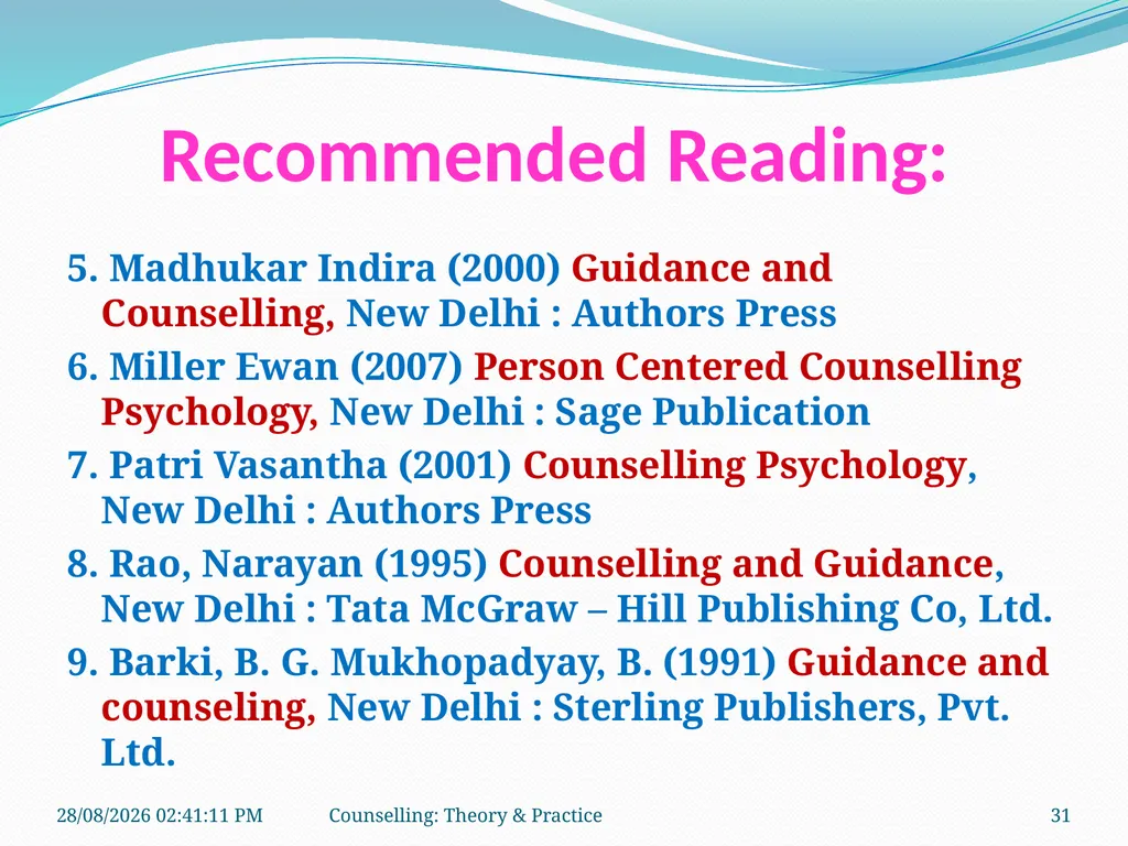 FCW-4 Counselling: Theory and Practice (Unit 1) - slide 31 of 32