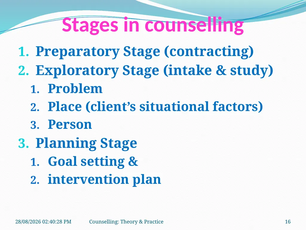 FCW-4 Counselling: Theory and Practice (Unit 1) - slide 16 of 32