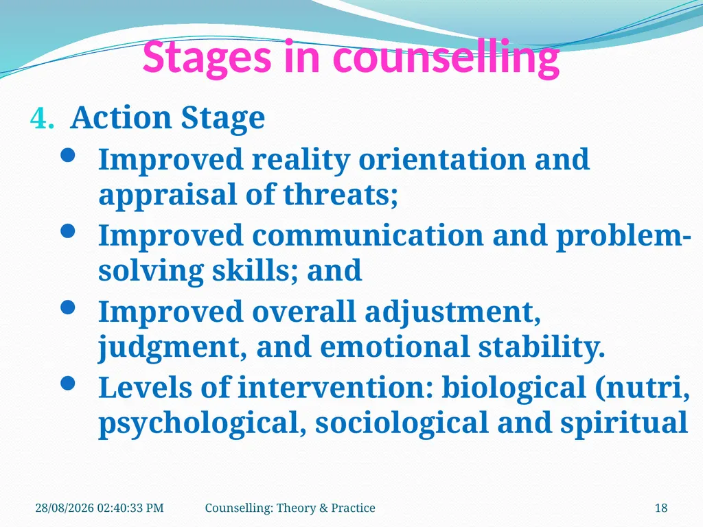 FCW-4 Counselling: Theory and Practice (Unit 1) - slide 18 of 32