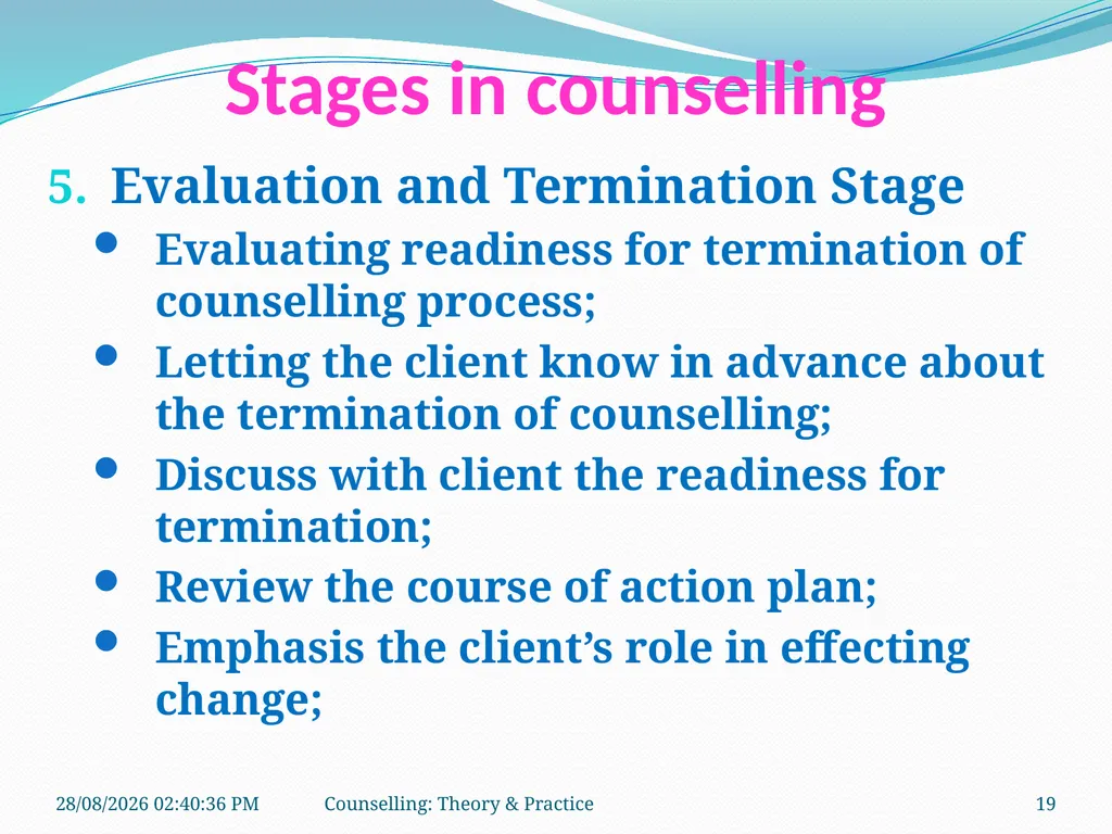 FCW-4 Counselling: Theory and Practice (Unit 1) - slide 19 of 32