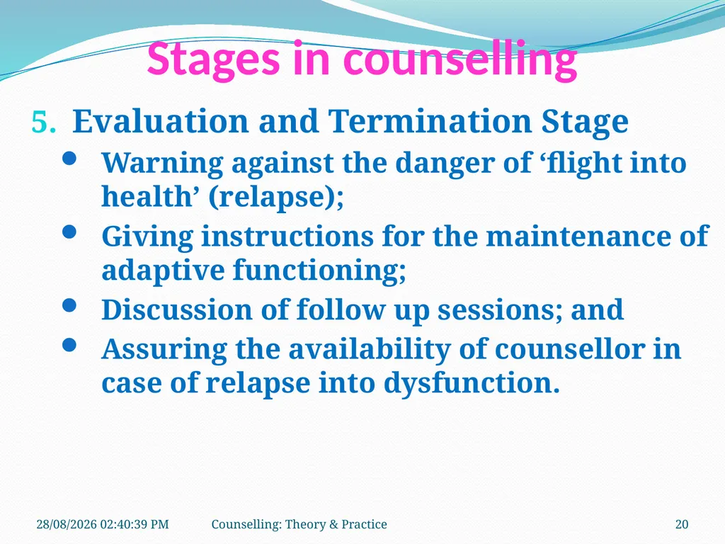 FCW-4 Counselling: Theory and Practice (Unit 1) - slide 20 of 32