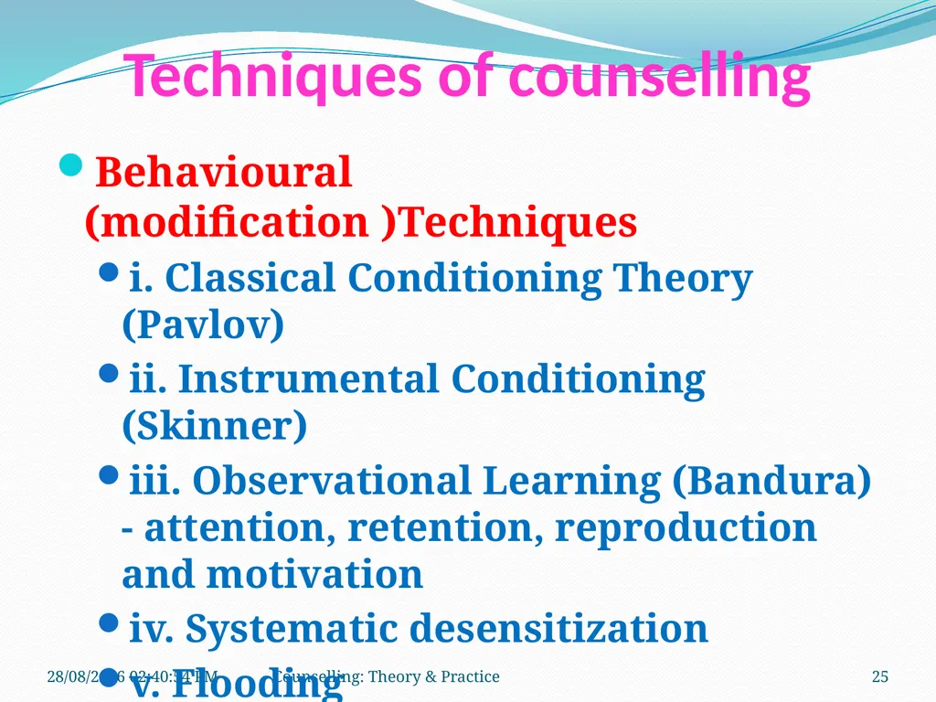 FCW-4 Counselling: Theory and Practice (Unit 1) - slide 25 of 32