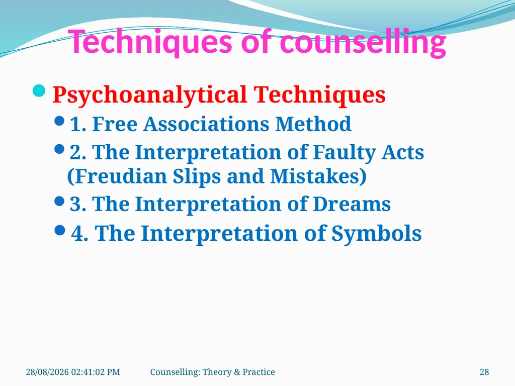 FCW-4 Counselling: Theory and Practice (Unit 1) - slide 28 of 32
