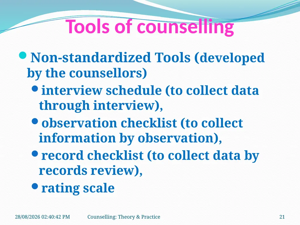 FCW-4 Counselling: Theory and Practice (Unit 1) - slide 21 of 32