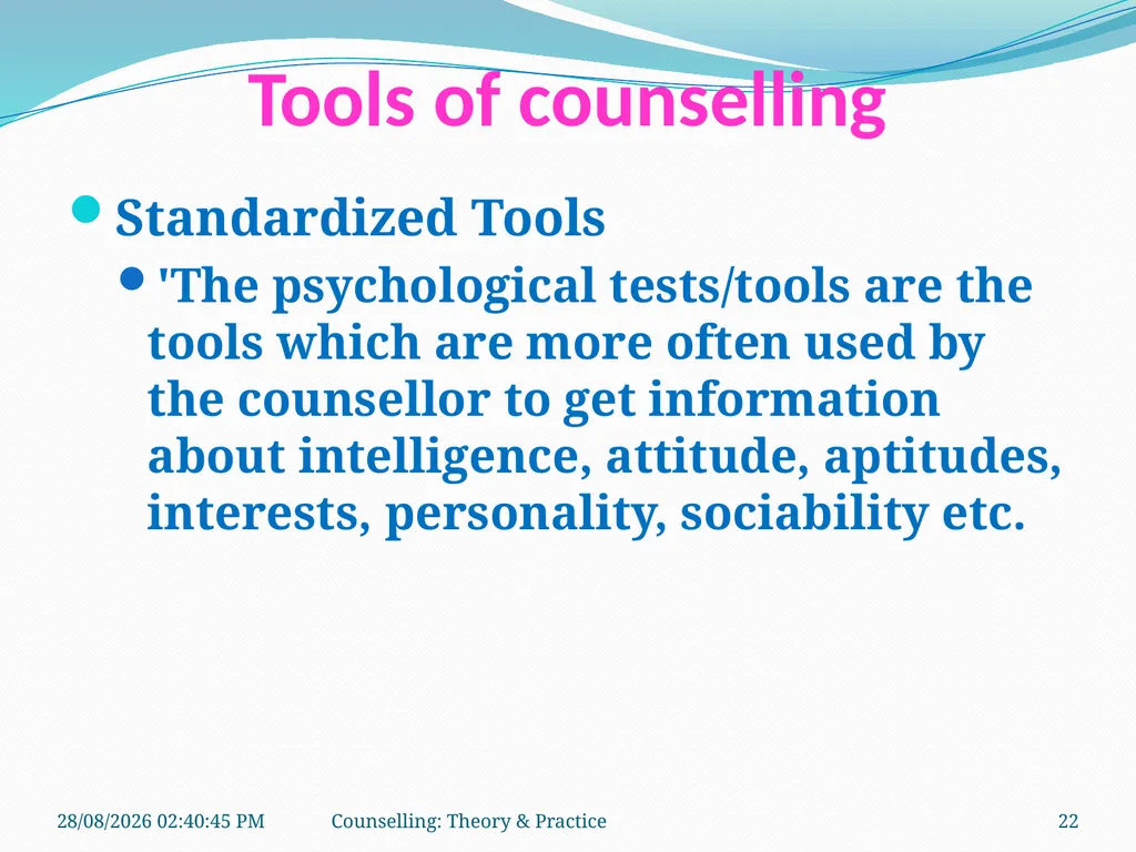 FCW-4 Counselling: Theory and Practice (Unit 1) - slide 22 of 32