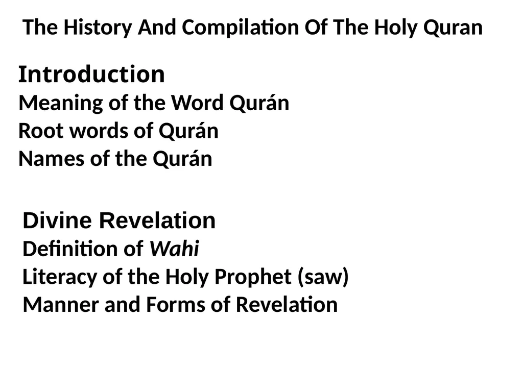 The History And Compilation Of The Holy Quran - slide 1 of 31
