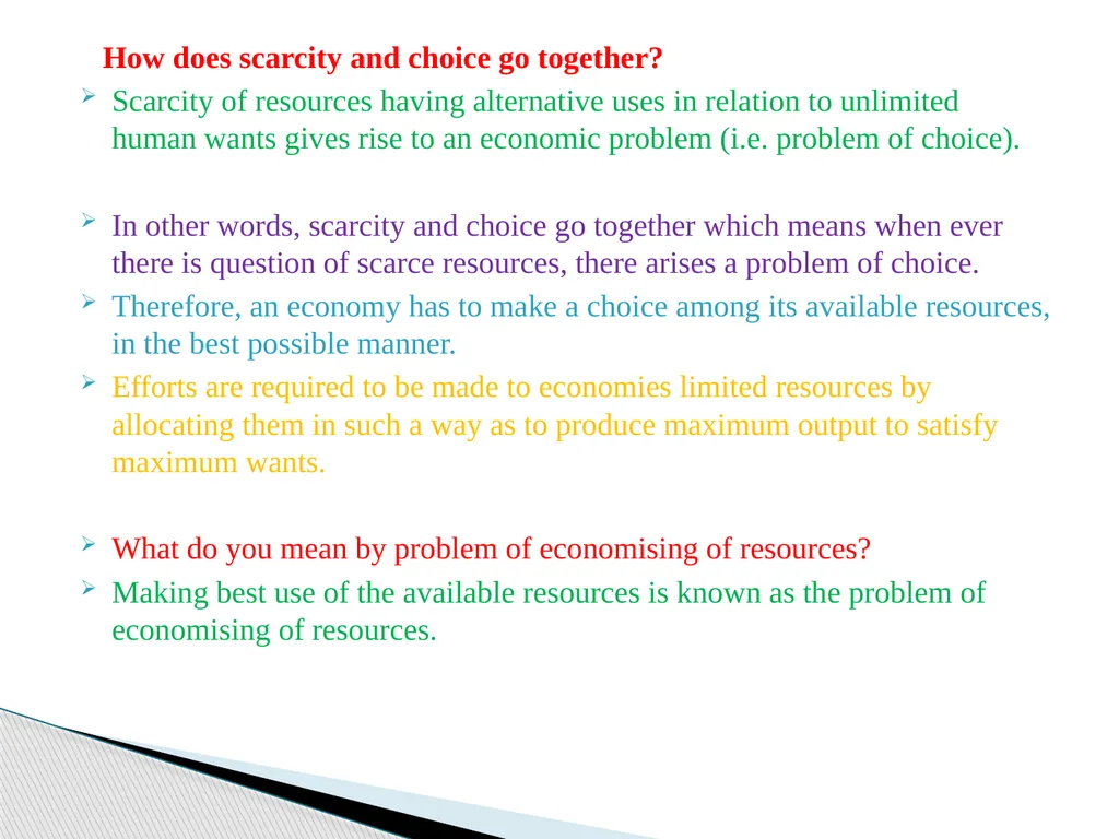 ECONOMIC PROBLEM- SCARCITY AND CHOICE Prepared by - slide 6 of 7