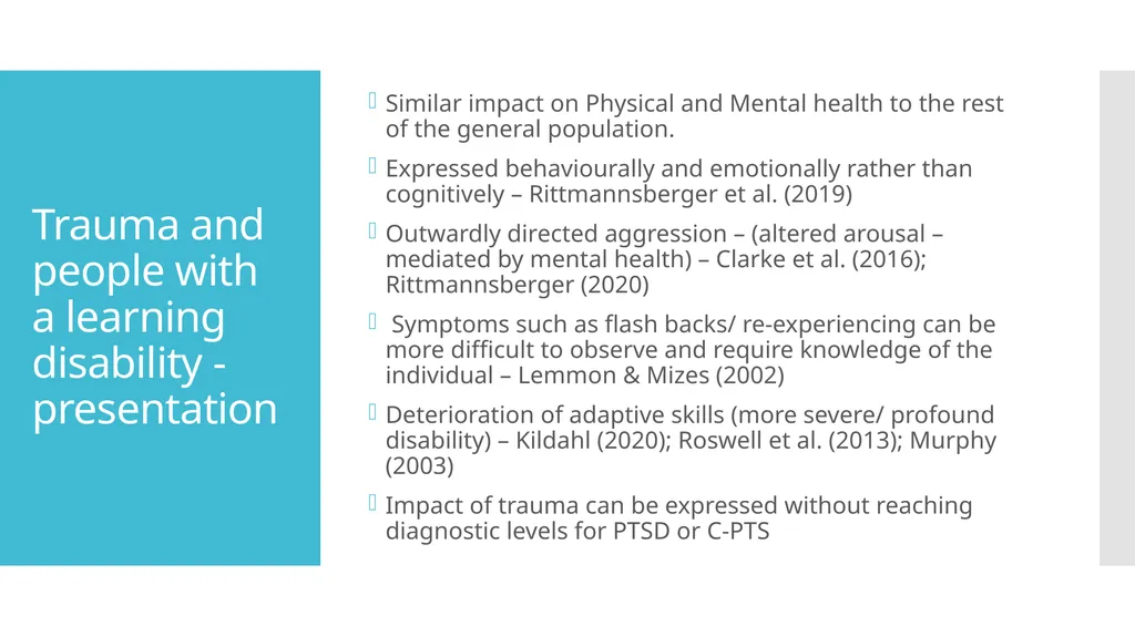 Implementing trauma informed care in practice: - slide 4 of 19
