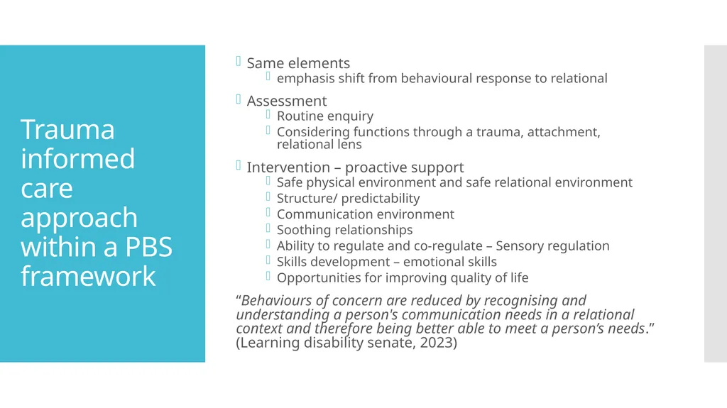 Implementing trauma informed care in practice: - slide 14 of 19