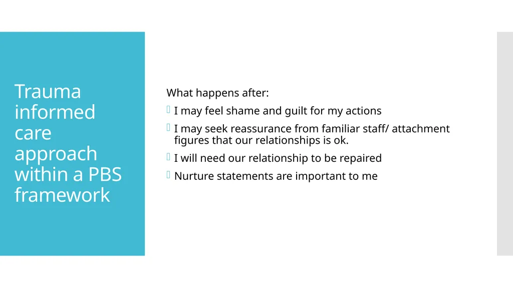 Implementing trauma informed care in practice: - slide 18 of 19