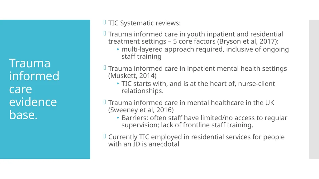Implementing trauma informed care in practice: - slide 11 of 19