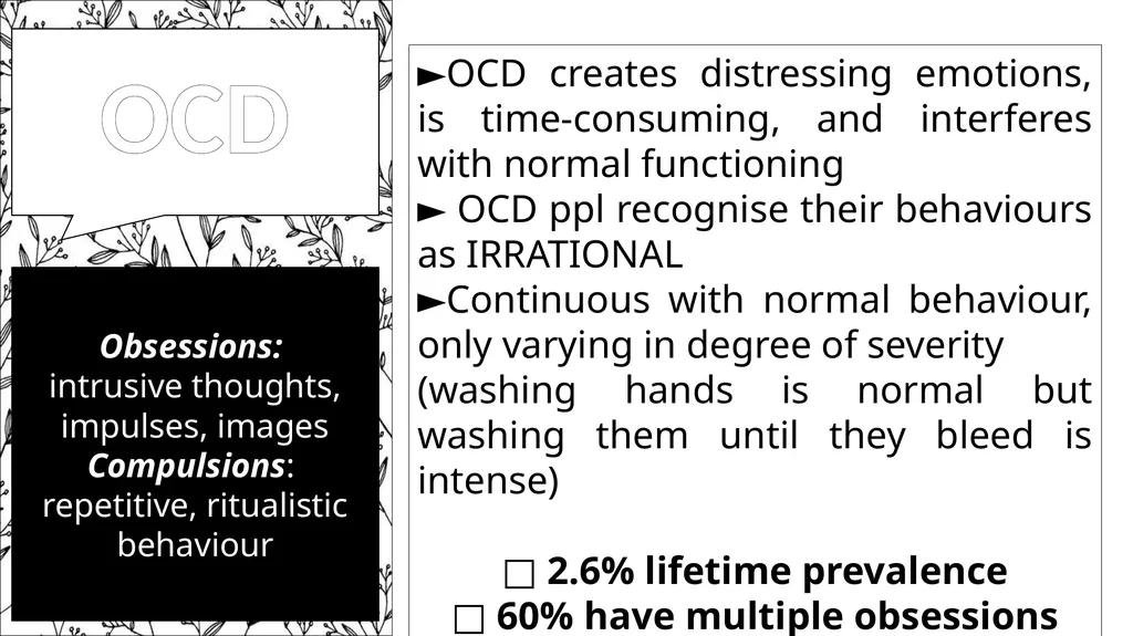 OCD Obsessions: intrusive thoughts, impulses, - slide 1 of 11