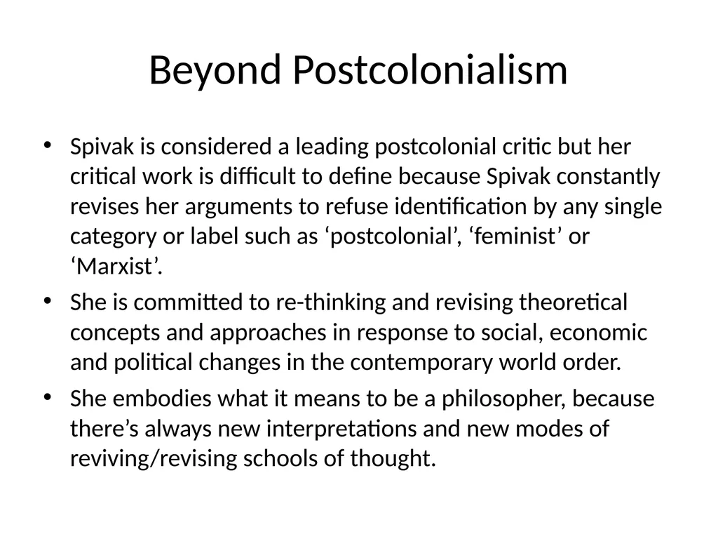 Week 9: Gayatri Chakravorty Spivak “Can the - slide 2 of 26